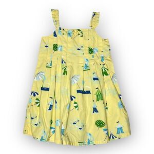 Gymboree Pool Party Yellow Summer Beach Scene Dress Vintage 2004 Girls 2T
